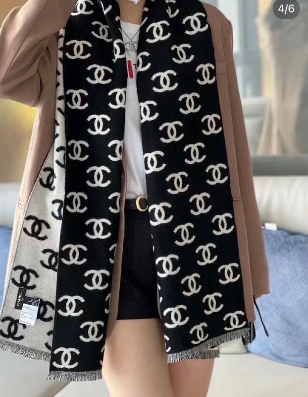 Chanel Scarf 35X180cm 92%羊毛8%羊绒 E112821